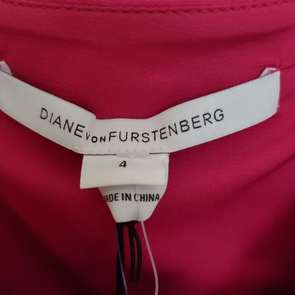 NWT Diane Von Furstenberg Bright Pink Cocktail dress w cinched waist, Size 4 - Picture 5 of 9